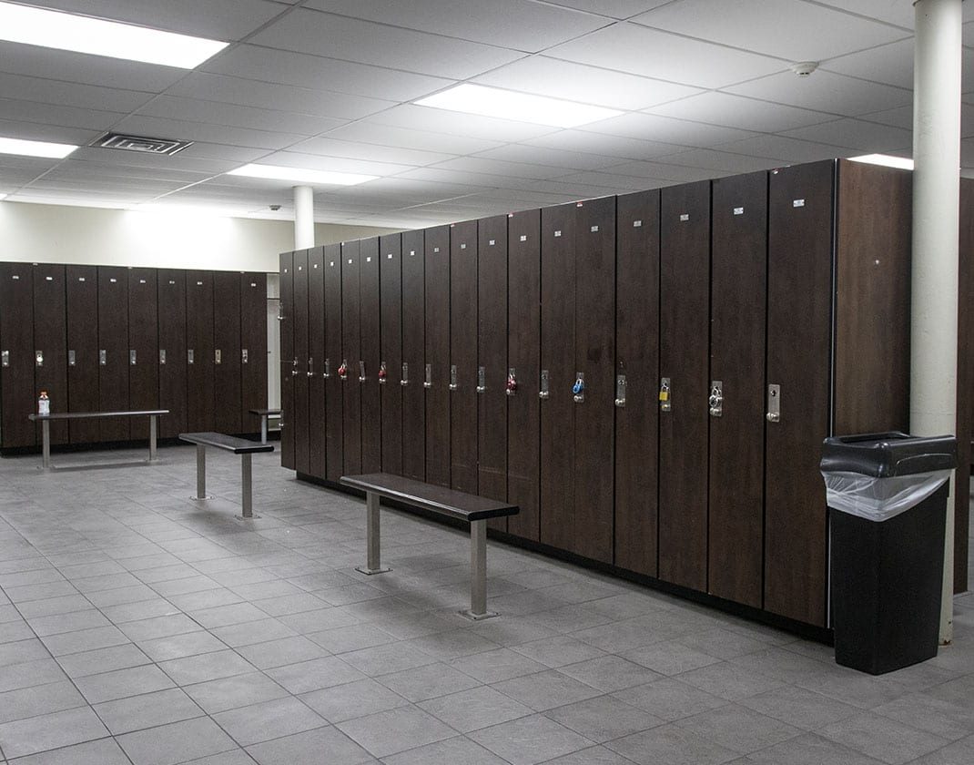 clean and spacious fitness locker room