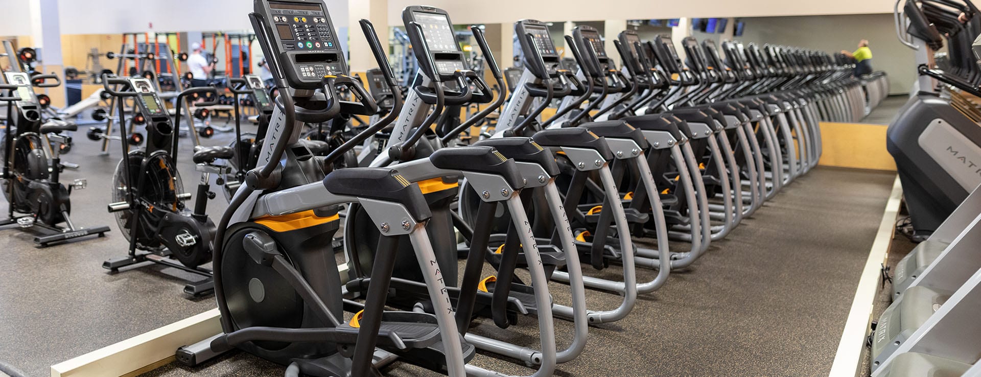 cardio machines in modern gym floor near me