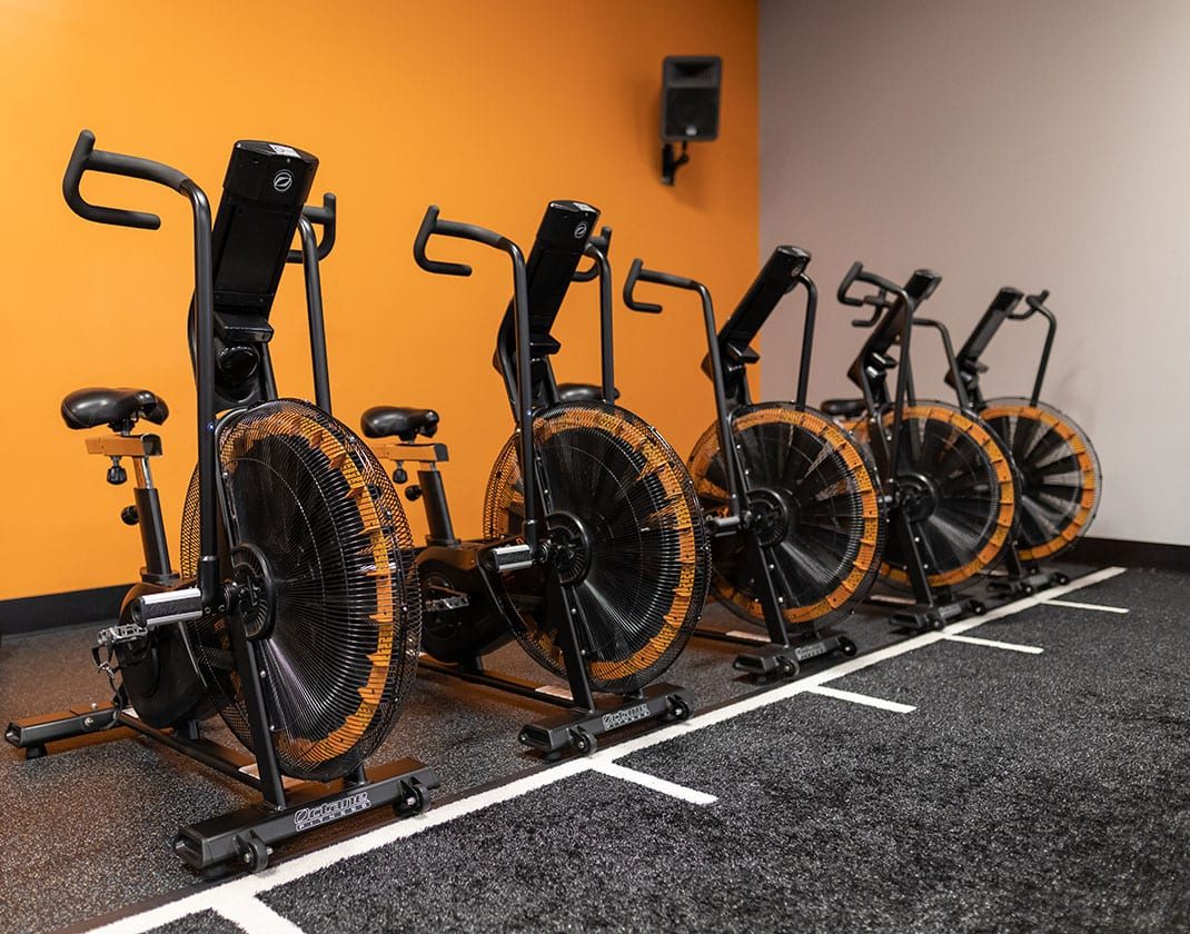 functional training bikes in modern gym studio