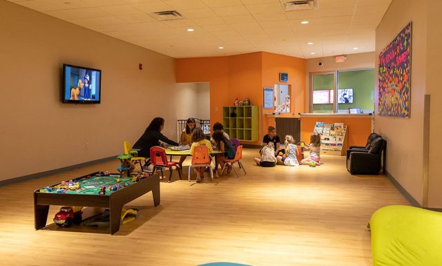 spacious childcare room in modern gym
