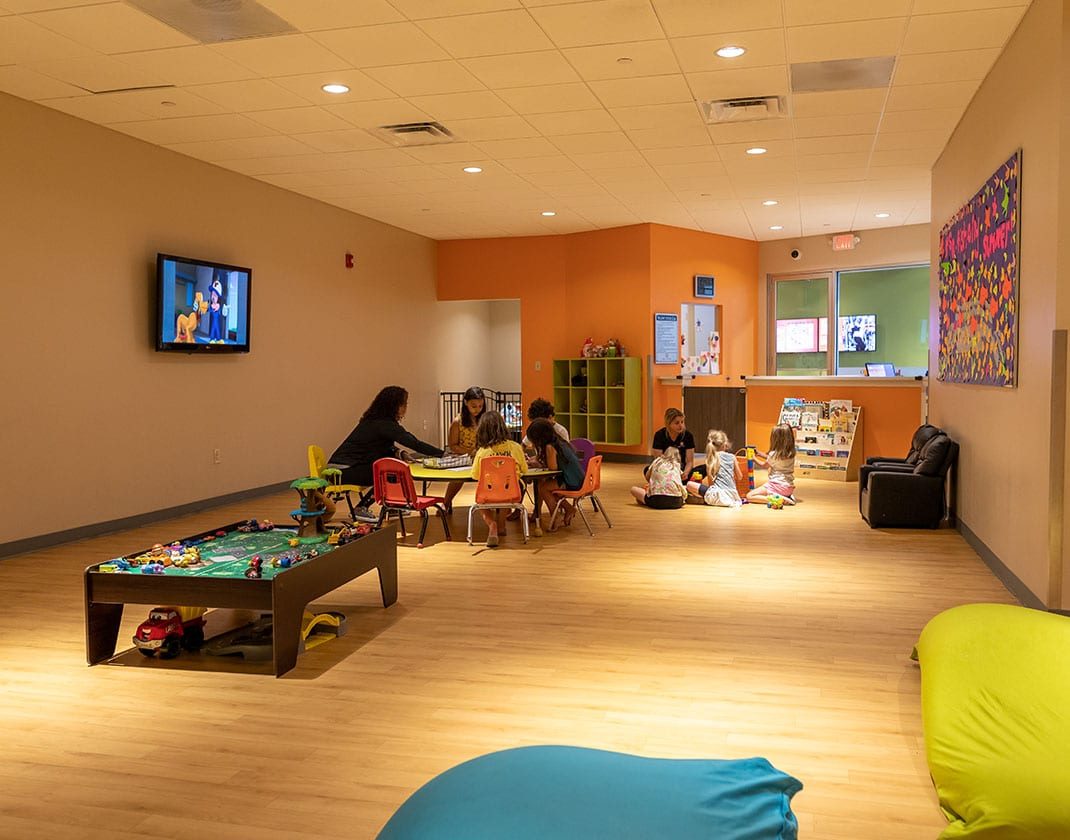 spacious childcare room in modern gym