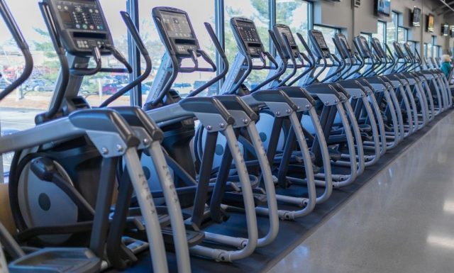 Cardio machines in spacious gym