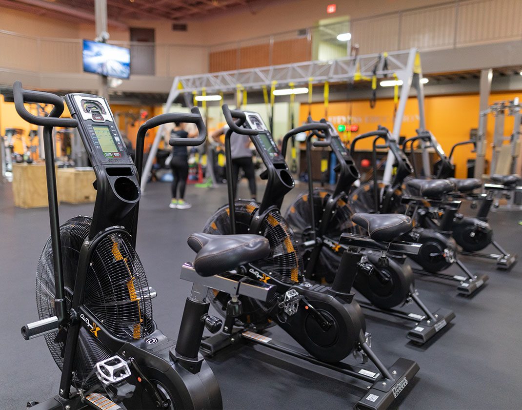 functional training bikes inside modern gym