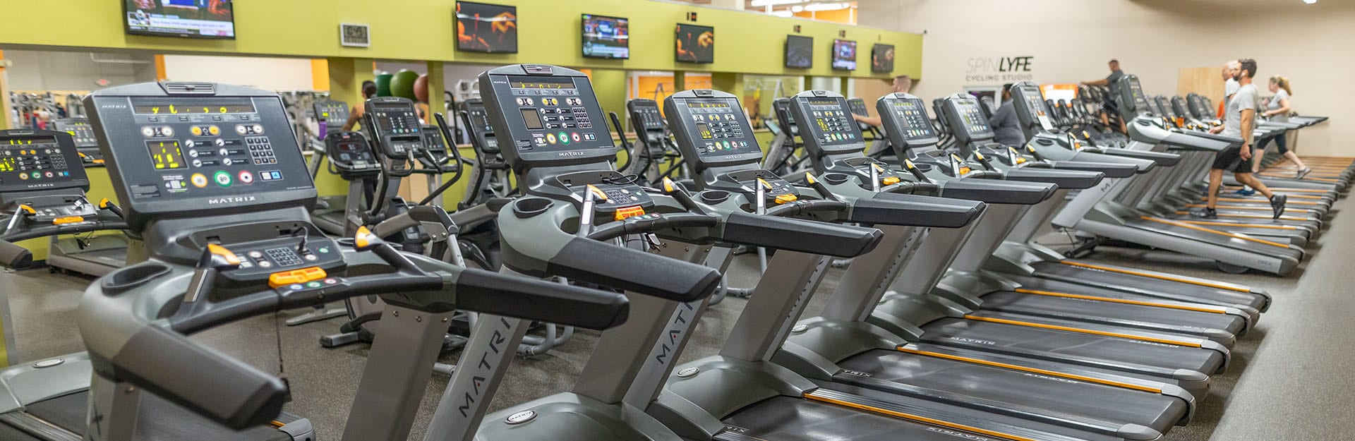 row of treadmill equipment in gym near me