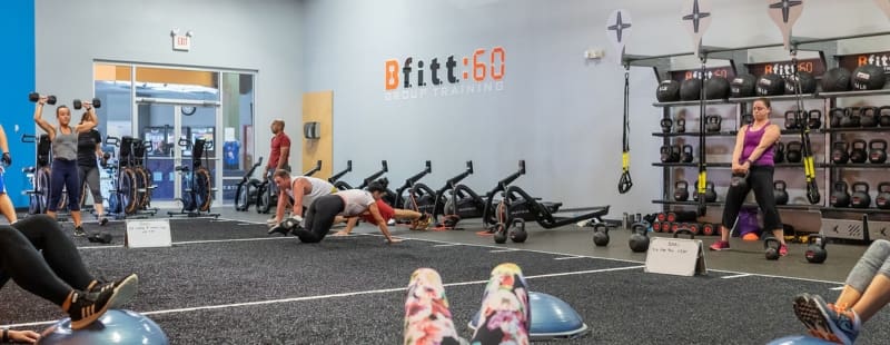a group fitness class in a bfitt60 training studio at a gym near me in schenectady
