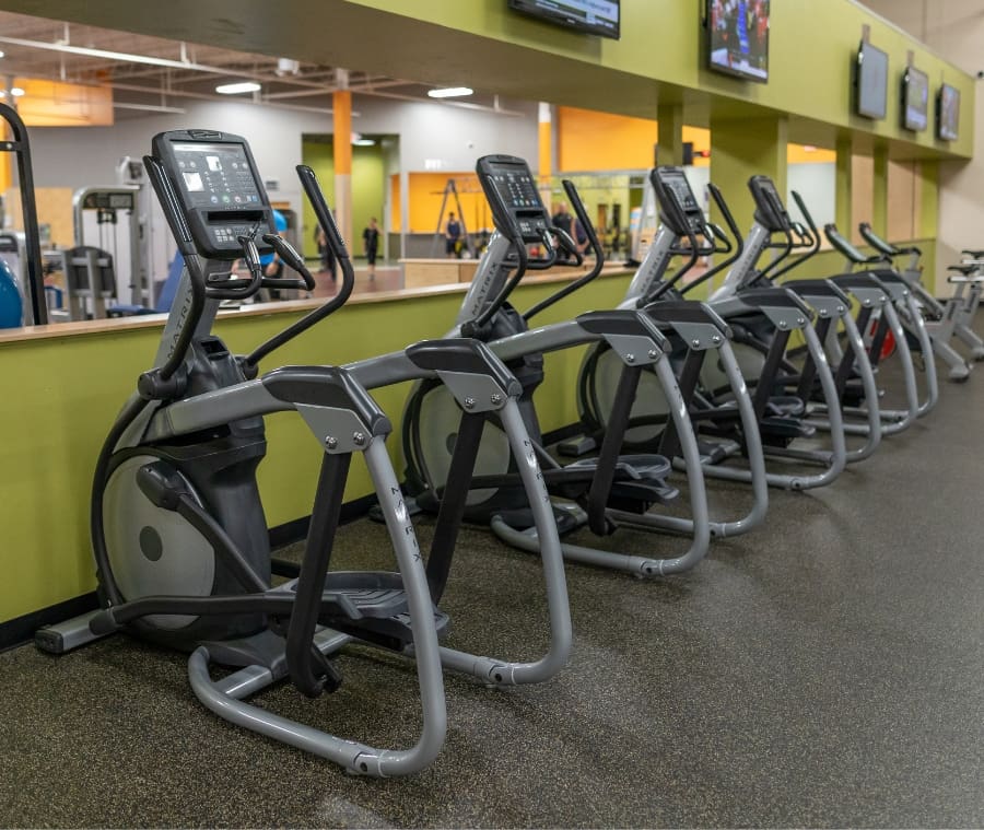 a row of cardio training equipment at best fitness gym in schenectady