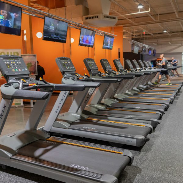 a row of treadmills and cardio equipment at a woburn gym