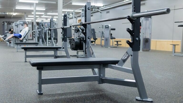 Strength training equipment at gym in Lowell.