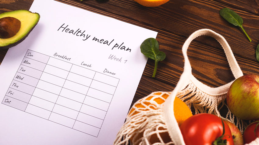 meal planning sheet and healthy foods