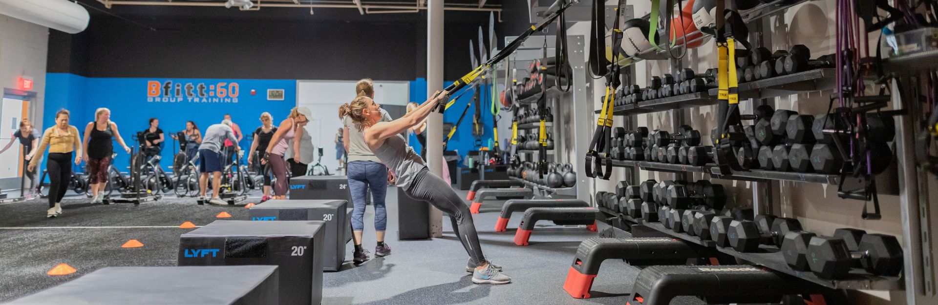 a woman working out in a workout studio